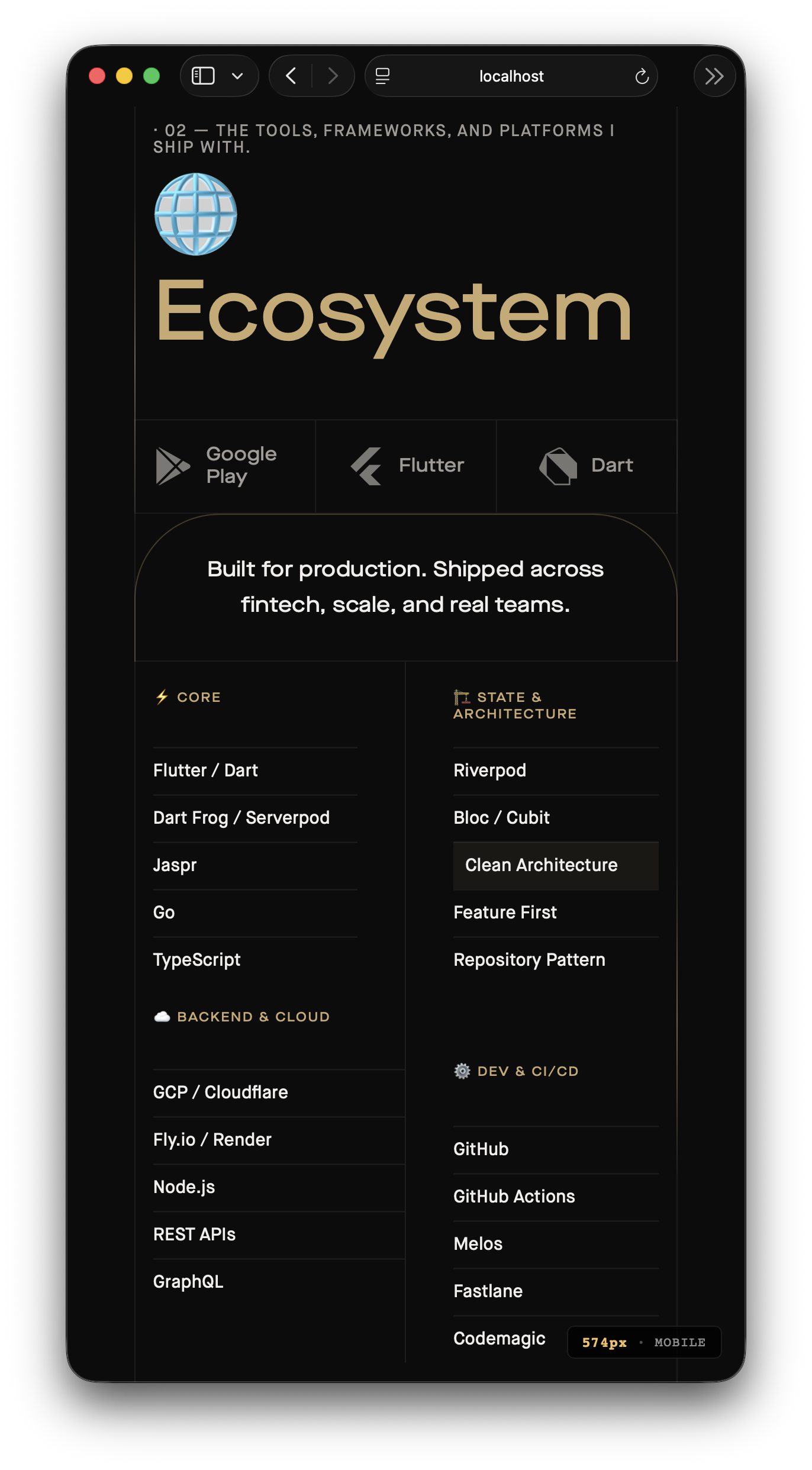 Tech stack — Samuel Akujor portfolio